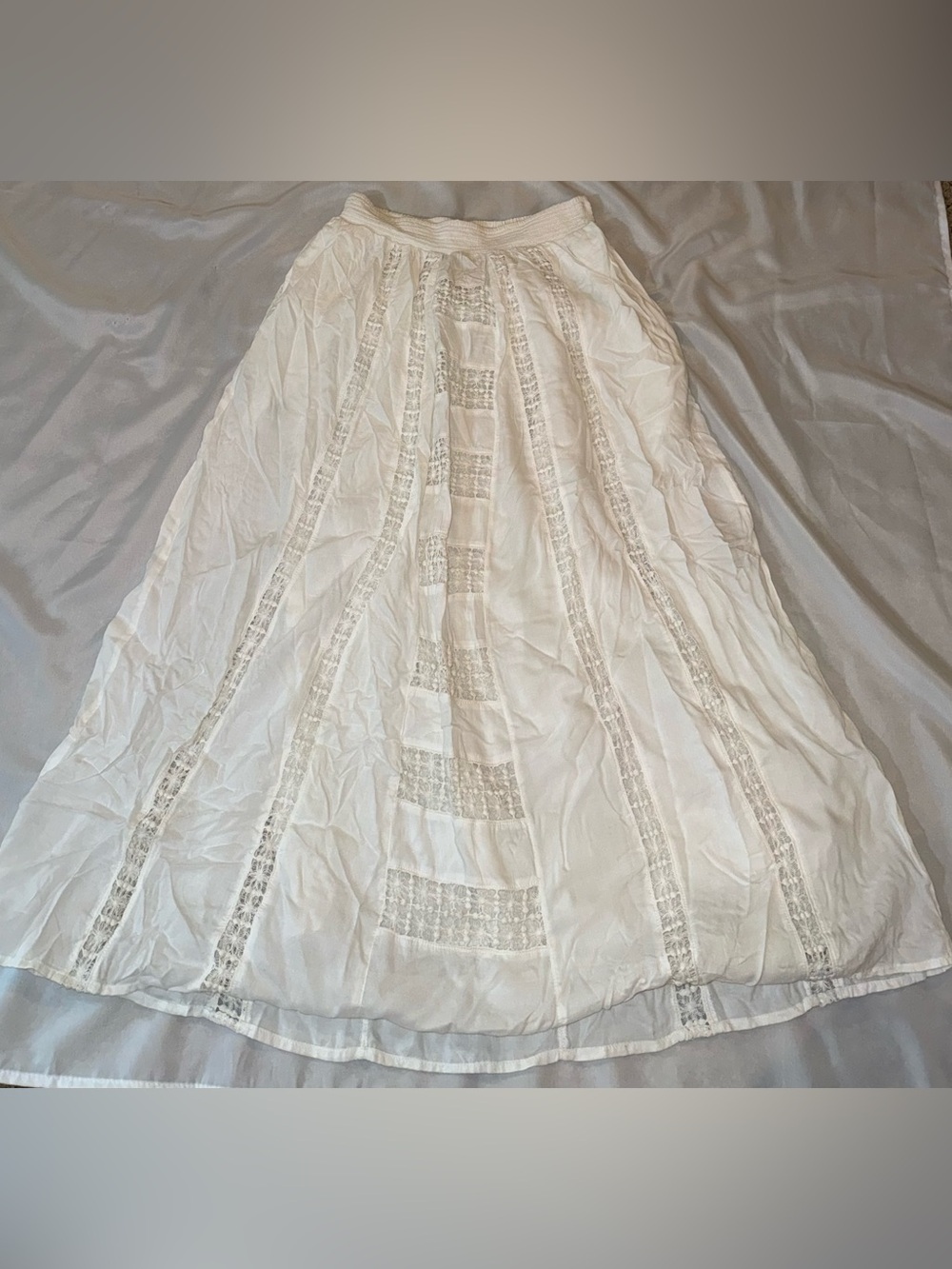Maeve White Maxi Dress with Lace Paneling